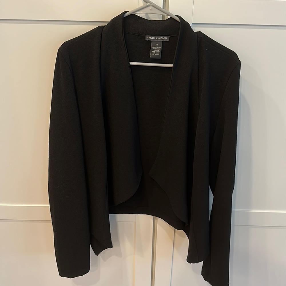 Black open cropped blazer women’s sz 12